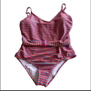 Women’s freshwater belt front camo‎ halter one piece swim suit XXL NWT